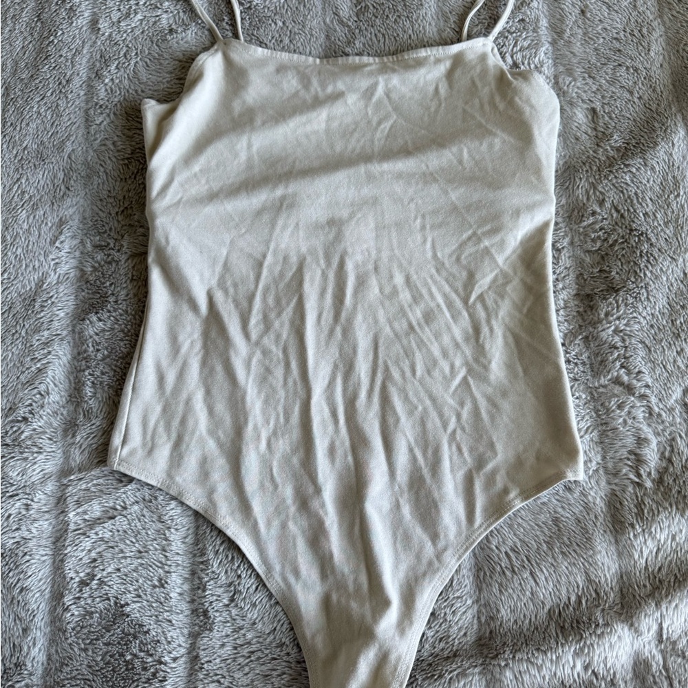 Cream Spaghetti Strap Bodysuit